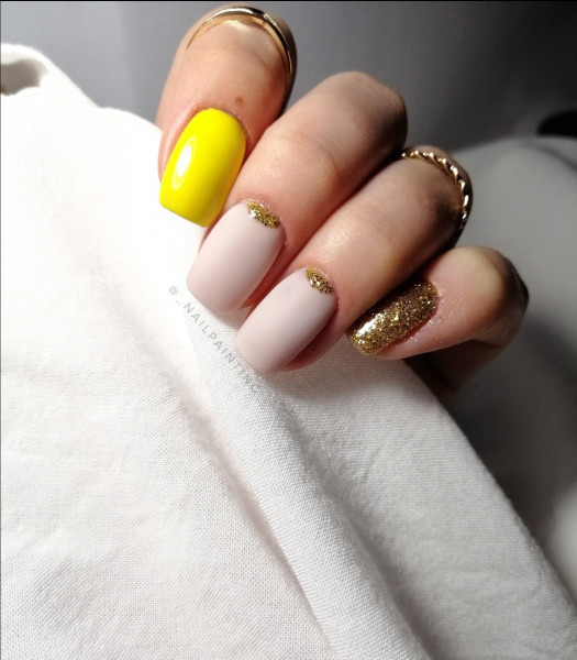 Paznokcie Żółta elegancja